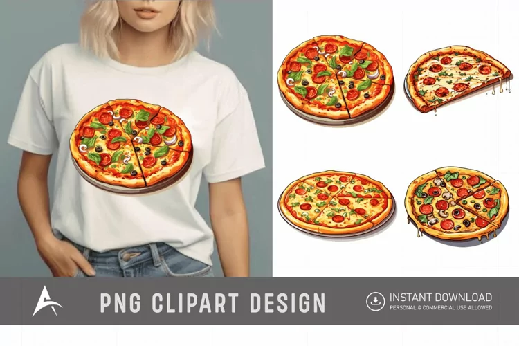 Watercolor Pizza Sublimation Clipart