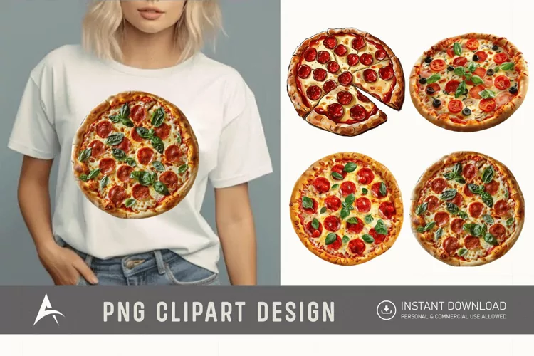 Watercolor Pizza Clipart