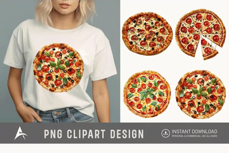 Watercolor Pizza Clipart