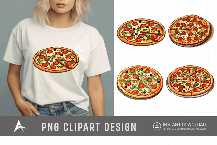Watercolor Pizza Sublimation Clipart