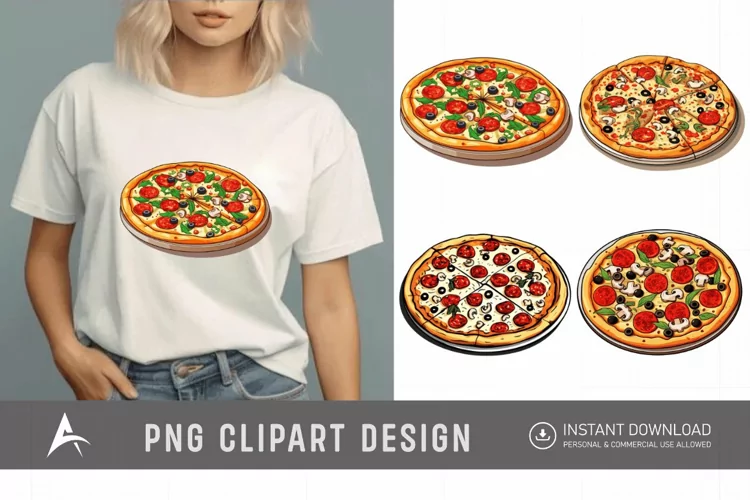 Watercolor Pizza Sublimation Clipart