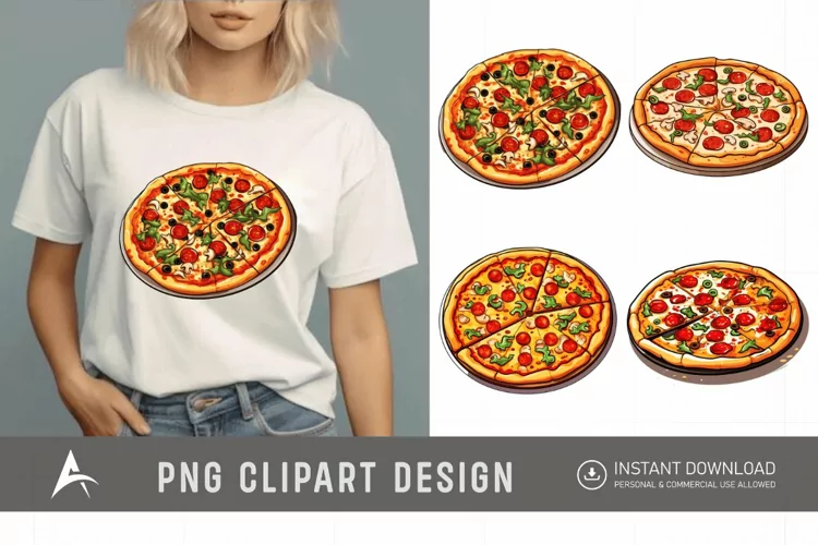 Watercolor Pizza Sublimation Clipart