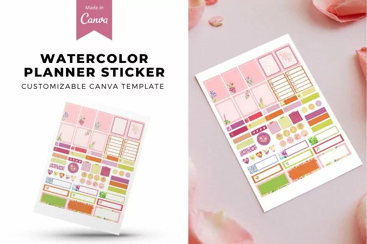 Watercolor Australian Planner Sticker, Canva Template