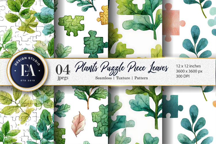 Plants with Puzzle-Piece Leaves Seamless Digital Paper
