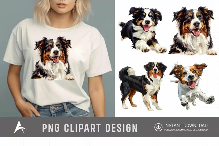 Watercolor Playful Farm Dog Clipart