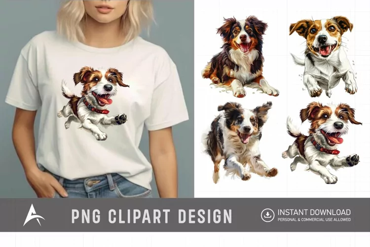 Watercolor Playful Farm Dog Clipart