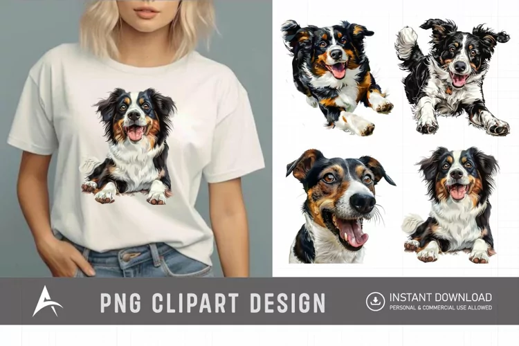 Watercolor Playful Farm Dog Clipart