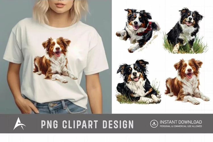 Watercolor Playful Farm Dog Clipart
