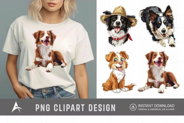 Watercolor Playful Farm Dog Clipart