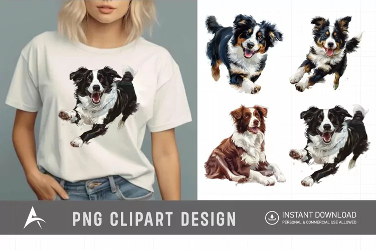 Watercolor Playful Farm Dog Clipart