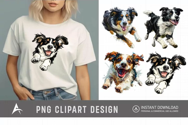 Watercolor Playful Farm Dog Clipart