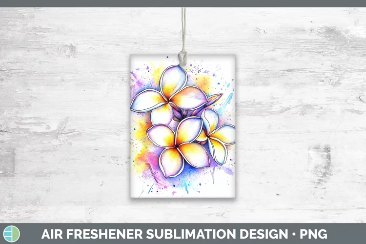 Watercolor Plumeria Air Freshener Sublimation Car Freshener