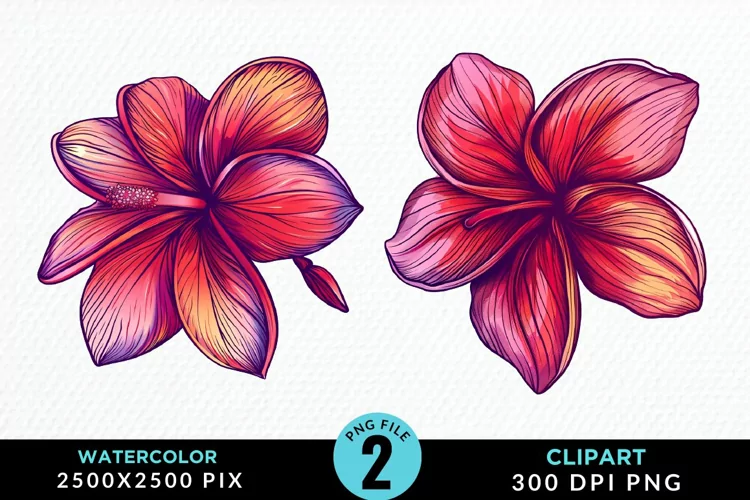 Watercolor Plumeria Flower Exquisite Clipart