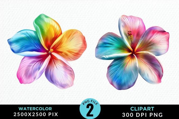 Watercolor Plumeria Flower Artwork Clipart