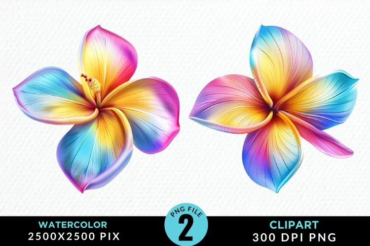 Watercolor Plumeria Flower Exquisite Clipart