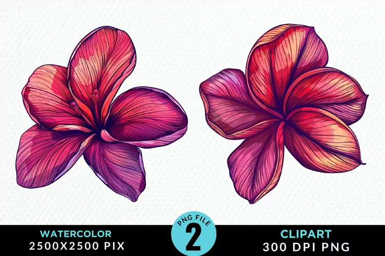 Watercolor Plumeria Flower Exquisite Clipart