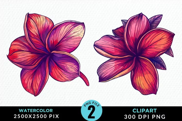 Watercolor Plumeria Flower Exquisite Clipart