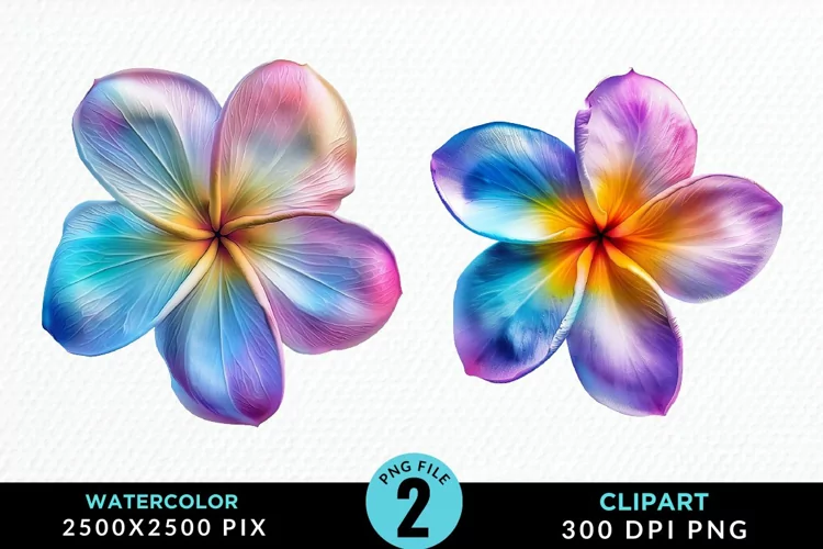 Watercolor Plumeria Flower Artwork Clipart