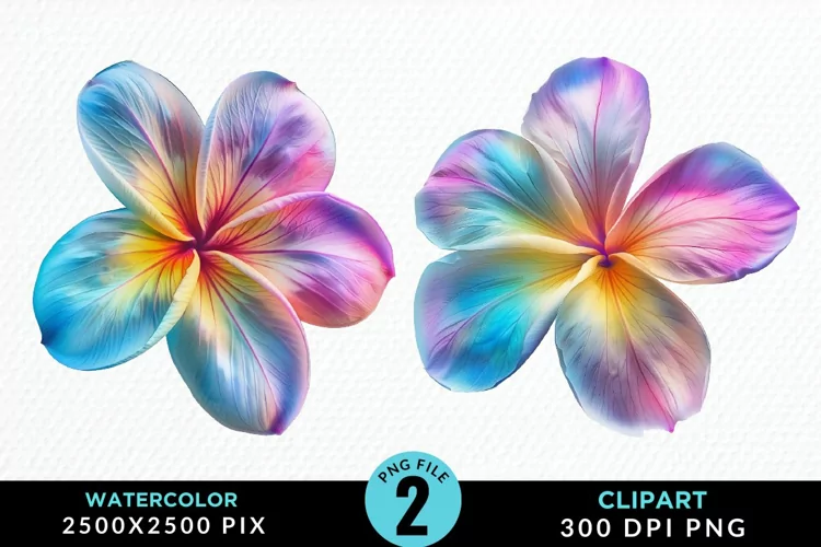 Watercolor Plumeria Flower Artwork Clipart