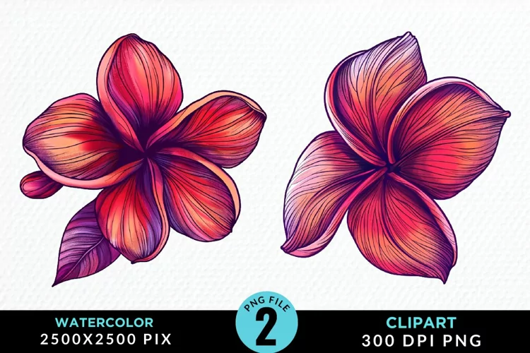 Watercolor Plumeria Flower Artwork Clipart