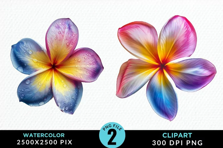 Watercolor Plumeria Flower Exquisite Clipart