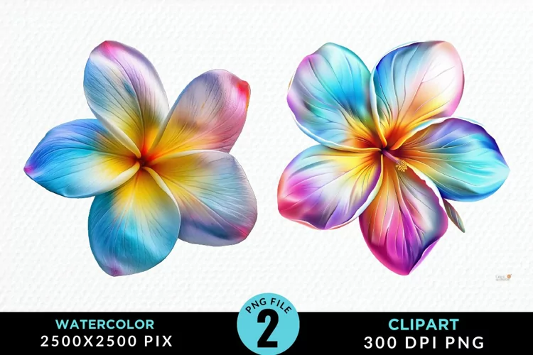 Watercolor Plumeria Flower Exquisite Clipart