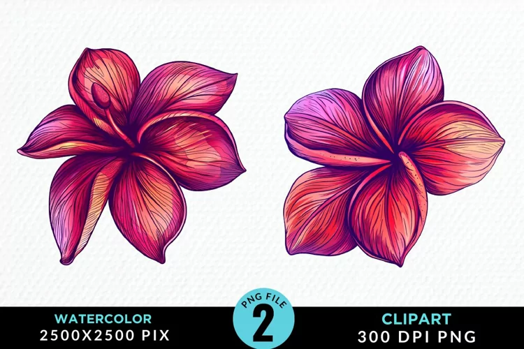 Watercolor Plumeria Flower Exquisite Clipart