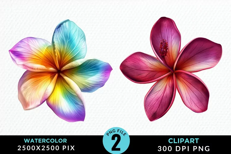 Watercolor Plumeria Flower Exquisite Clipart