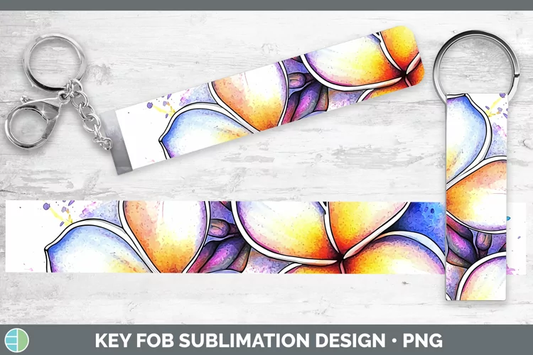 Watercolor Plumeria Key Fob Sublimation Wristlet Designs