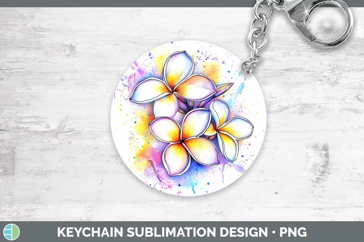 Watercolor Plumeria Keychain Sublimation Keyring Designs