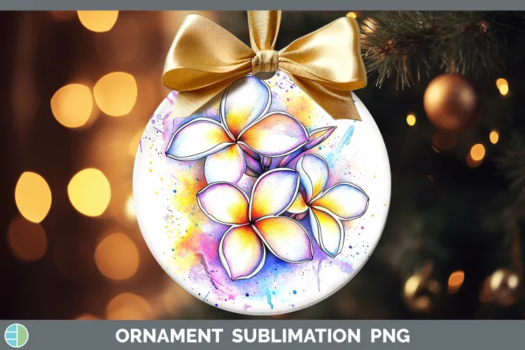Watercolor Plumeria Ornament Sublimation Bauble Designs