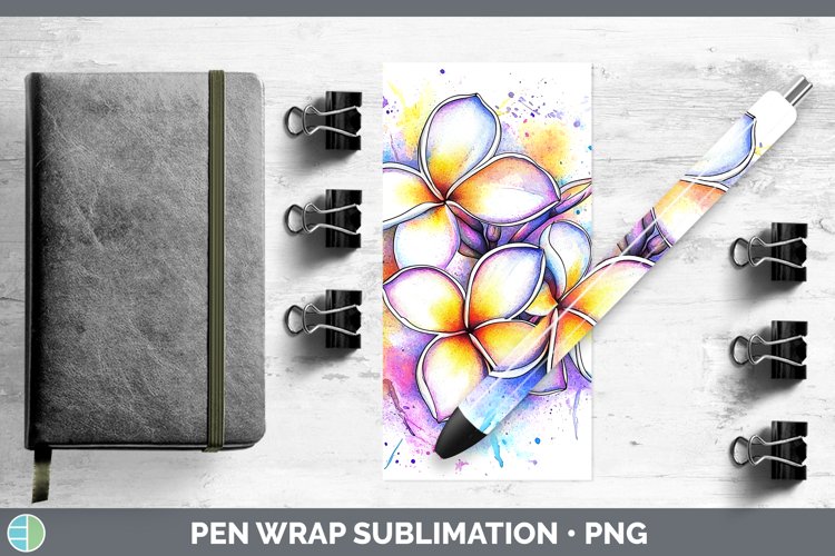 Watercolor Plumeria Pen Wrap Sublimation Pen Designs