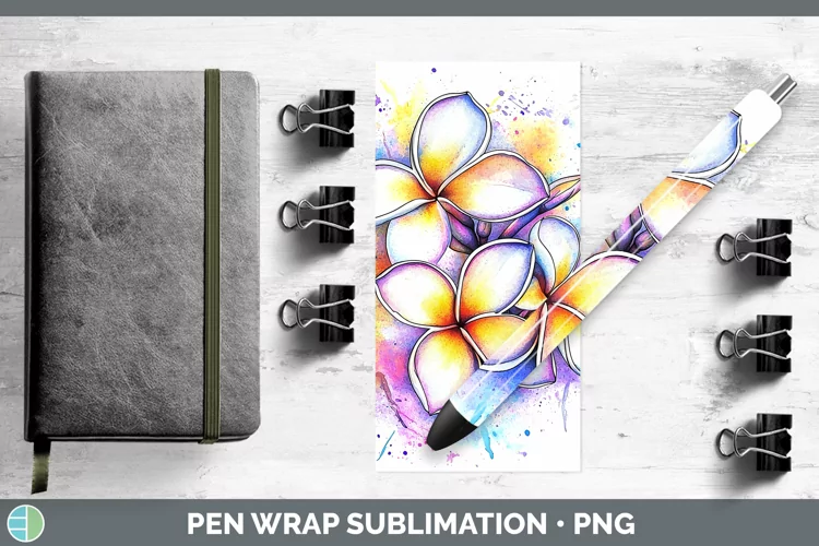 Watercolor Plumeria Pen Wrap Sublimation Pen Designs