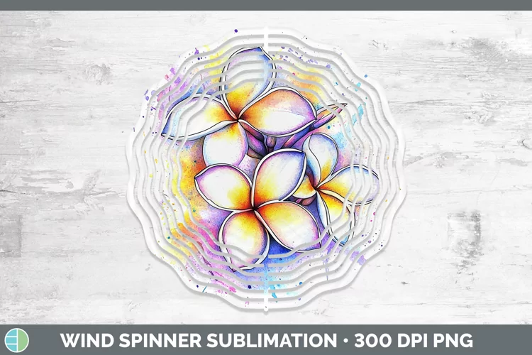 Watercolor Plumeria Wind Spinner Sublimation Spinner Designs