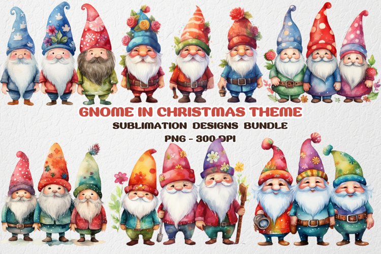 Christmas gnomes Bundle clipart Sublimation