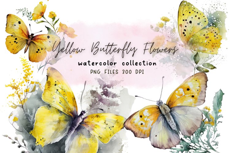 Yellow Butterfly Watercolor Sublimation