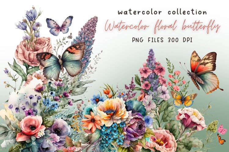 Butterfly Flowers Watercolor Sublimation