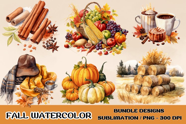 Watercolor Fall Decor Clipart, Autumn, Thanksgiving clipart