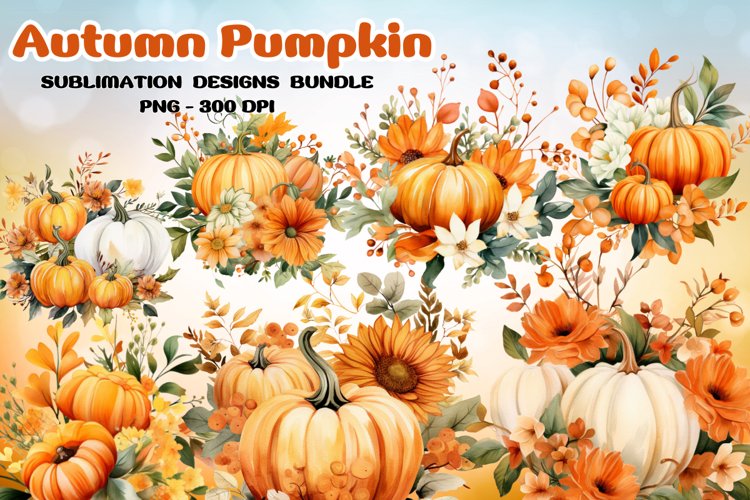 Pumpkin Clipart, Sublimation PNG, Clipart Bundle