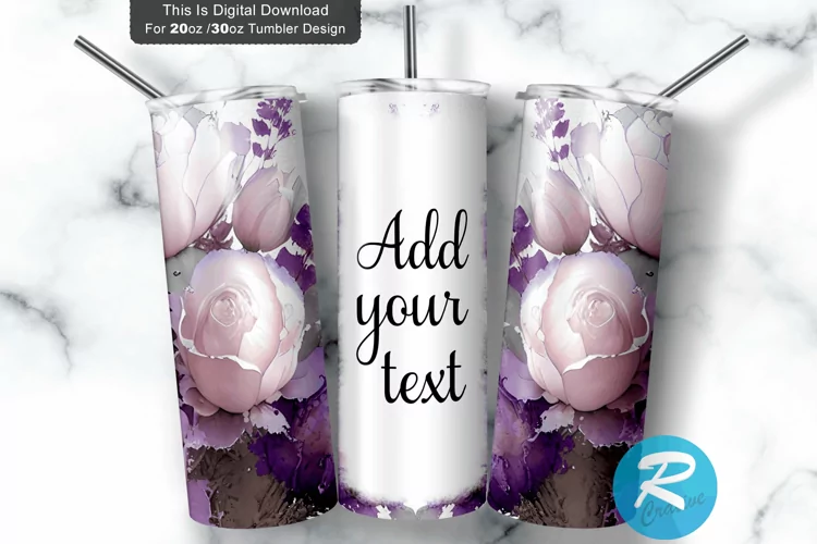 Watercolor Purple flower Seamless 20oz/30oz Skinny Tumbler