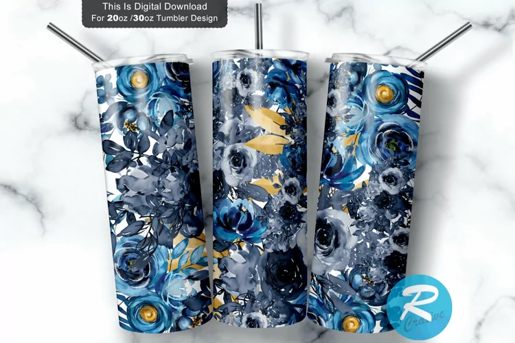 Watercolor Floral flower Seamless 20oz/30oz Skinny Tumbler