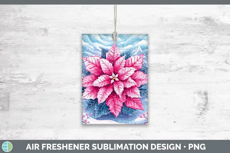 Watercolor Poinsettia Air Freshener Sublimation Car Freshene
