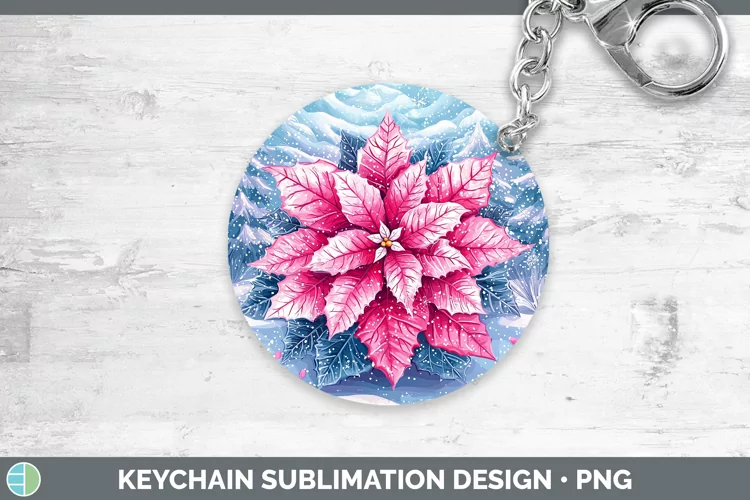 Watercolor Poinsettia Keychain Sublimation Keyring Designs
