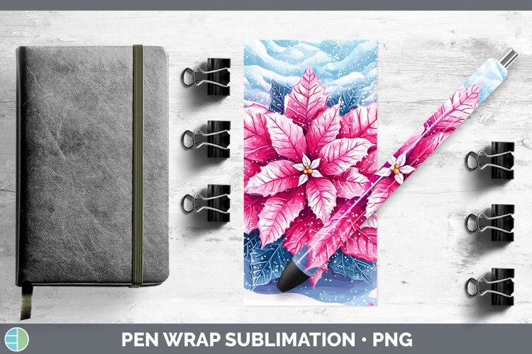 Watercolor Poinsettia Pen Wrap Sublimation Pen Designs