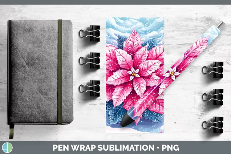 Watercolor Poinsettia Pen Wrap Sublimation Pen Designs