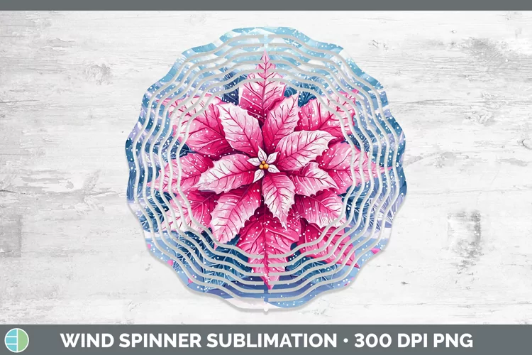 Watercolor Poinsettia Wind Spinner Sublimation Spinner Desig