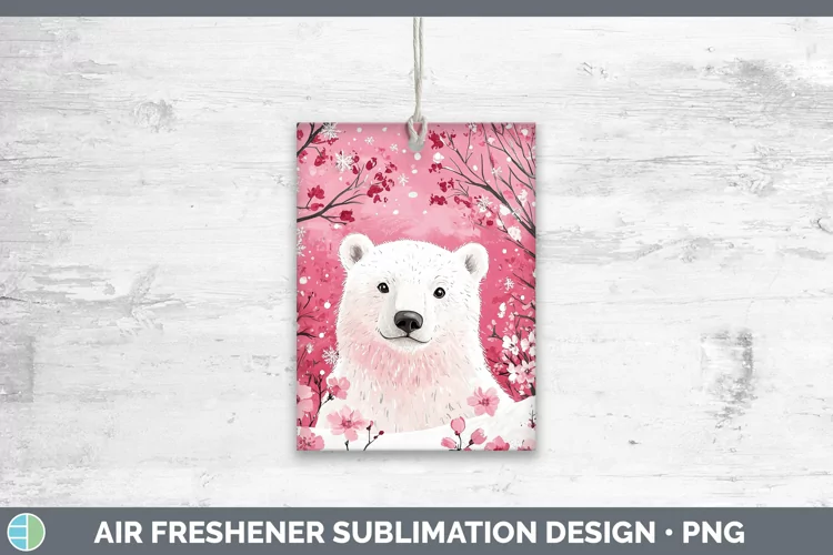Watercolor Polar Bear Air Freshener Sublimation Car Freshene
