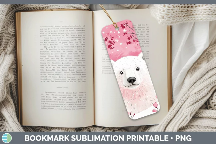 Watercolor Polar Bear Bookmark Sublimation Printable Designs