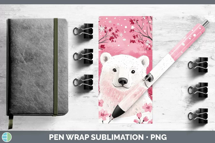 Watercolor Polar Bear Pen Wrap Sublimation Pen Designs
