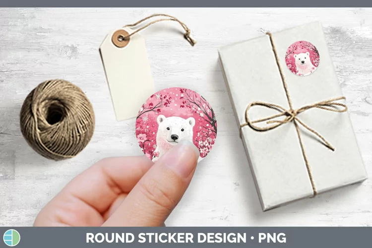 Watercolor Polar Bear Stickers | Round Labels Designs